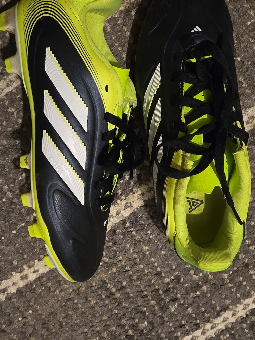 adidas Kid’s Black & Neon Yellow Athletic Soccer Shoes